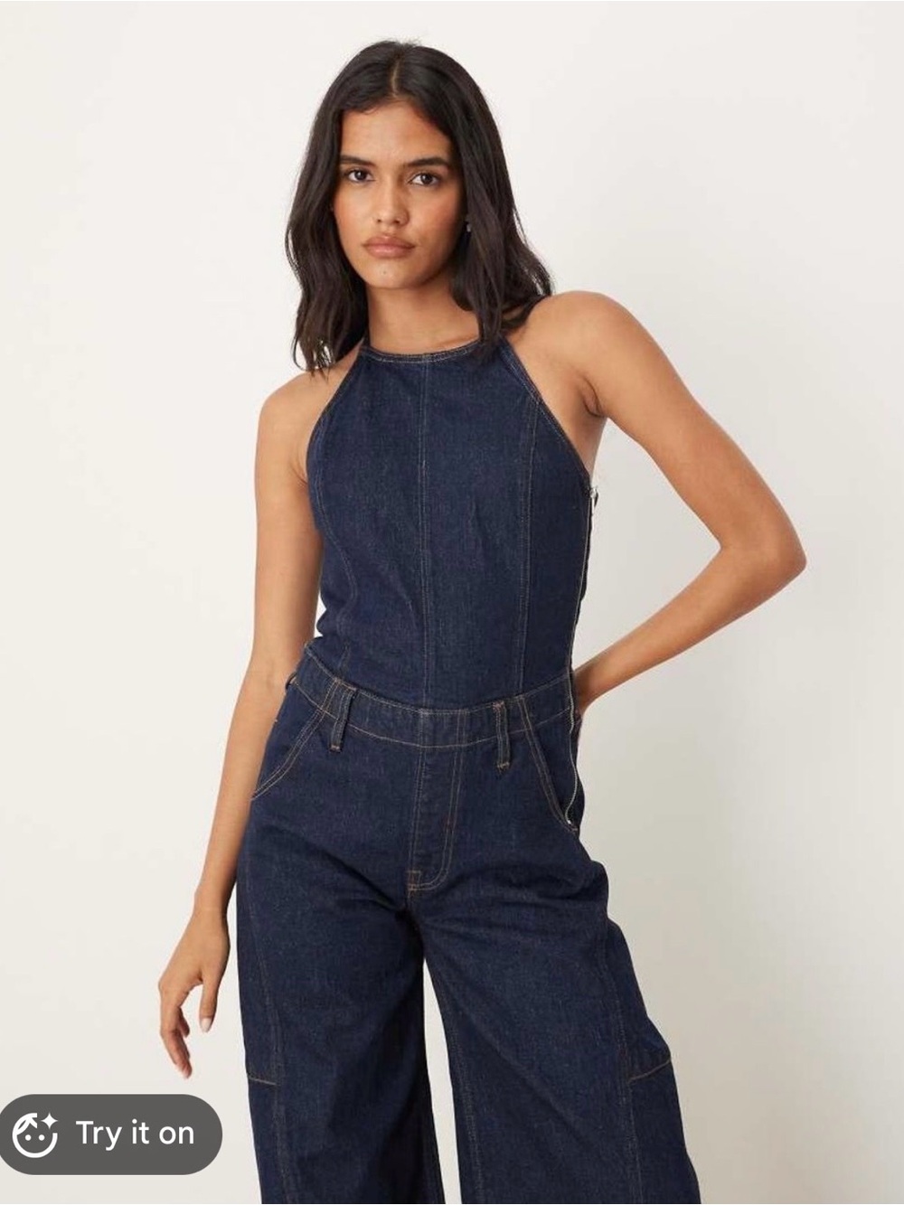 Abercrombie & Fitch Barrel Halter Overall Jumpsuit - Picture 2 of 6